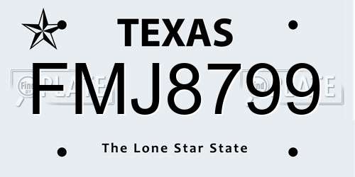 FMJ8799 Texas License Plate