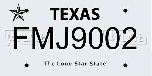 FMJ9002 Texas License Plate