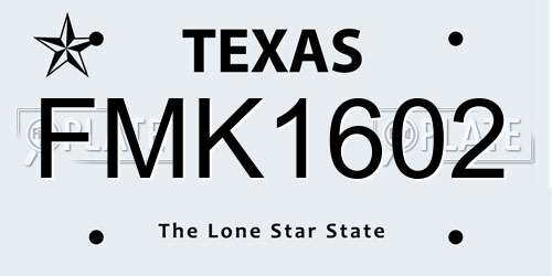 FMK1602 Texas License Plate