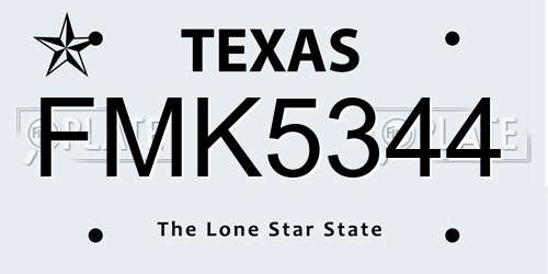 FMK5344 Texas License Plate