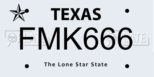 FMK666 Texas License Plate