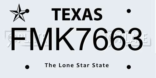 FMK7663 Texas License Plate