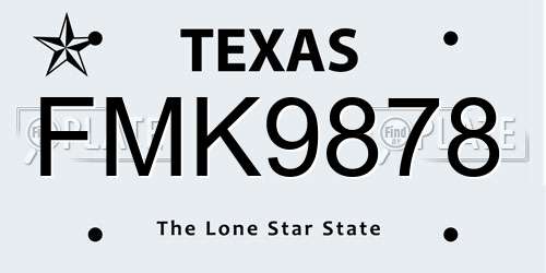 FMK9878 Texas License Plate