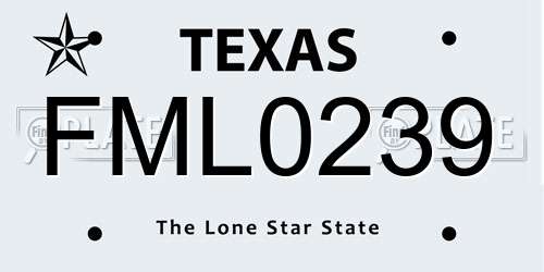 FML0239 Texas License Plate