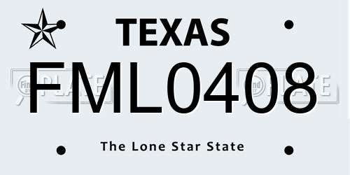 FML0408 Texas License Plate