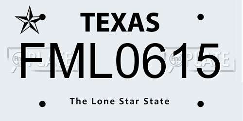 FML0615 Texas License Plate