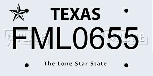 FML0655 Texas License Plate