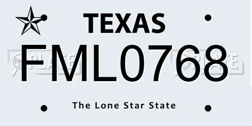 FML0768 Texas License Plate