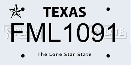FML1091 Texas License Plate