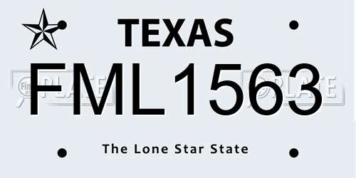 FML1563 Texas License Plate