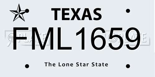 FML1659 Texas License Plate