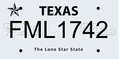 FML1742 Texas License Plate