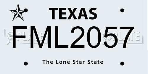 FML2057 Texas License Plate