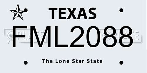 FML2088 Texas License Plate