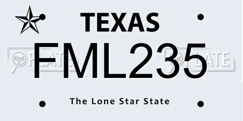 FML235 Texas License Plate