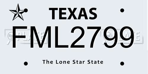 FML2799 Texas License Plate