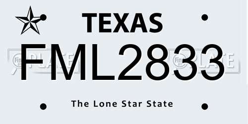 FML2833 Texas License Plate