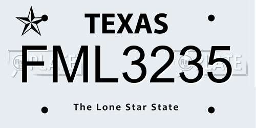 FML3235 Texas License Plate