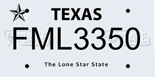 FML3350 Texas License Plate