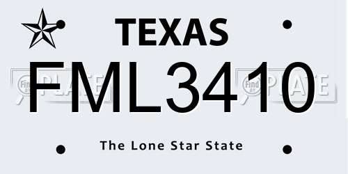 FML3410 Texas License Plate