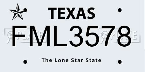 FML3578 Texas License Plate