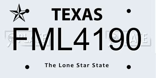 FML4190 Texas License Plate