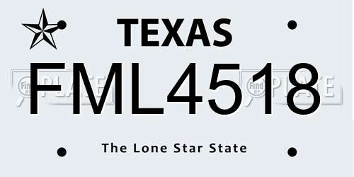 FML4518 Texas License Plate