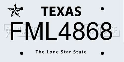 FML4868 Texas License Plate