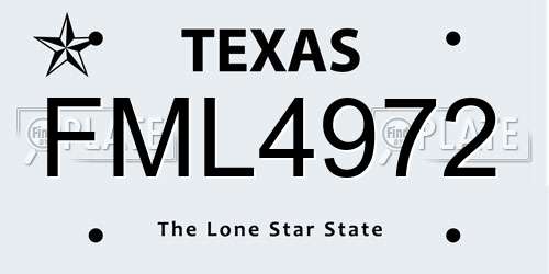 FML4972 Texas License Plate
