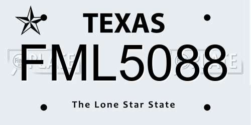 FML5088 Texas License Plate