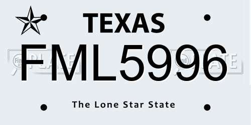 FML5996 Texas License Plate