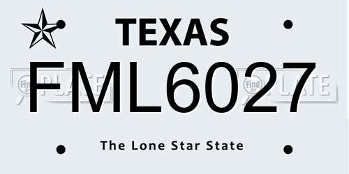 FML6027 Texas License Plate