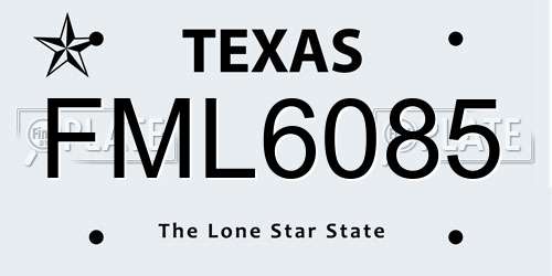 FML6085 Texas License Plate