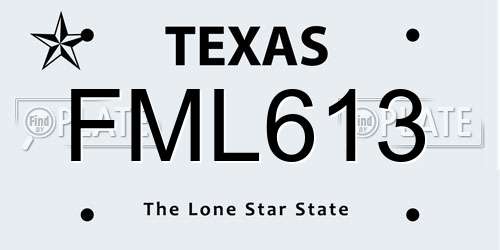 FML613 Texas License Plate
