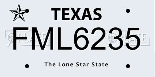 FML6235 Texas License Plate