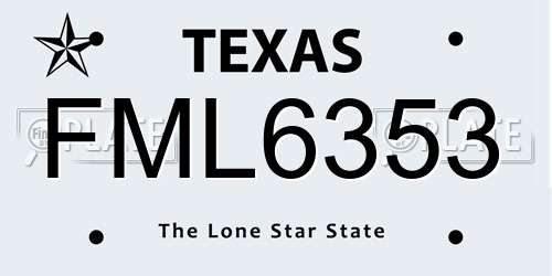 FML6353 Texas License Plate