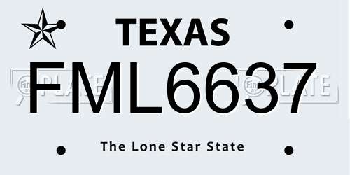 FML6637 Texas License Plate