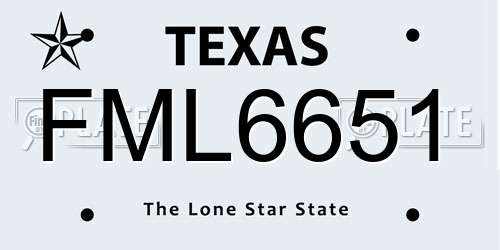 FML6651 Texas License Plate