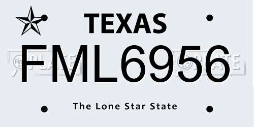 FML6956 Texas License Plate