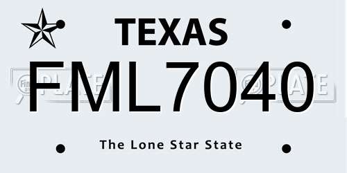 FML7040 Texas License Plate