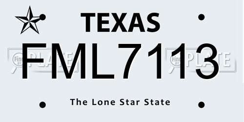 FML7113 Texas License Plate