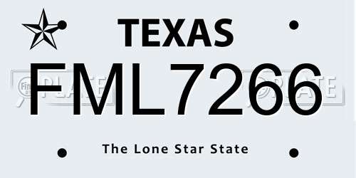 FML7266 Texas License Plate