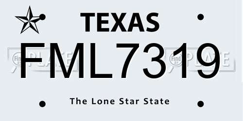 FML7319 Texas License Plate