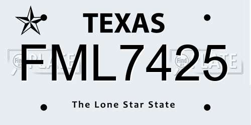 FML7425 Texas License Plate