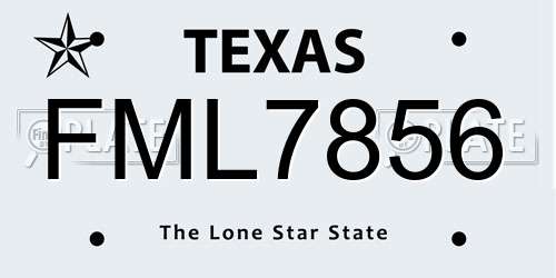 FML7856 Texas License Plate