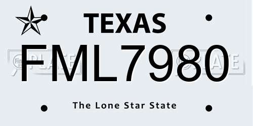 FML7980 Texas License Plate