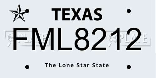 FML8212 Texas License Plate