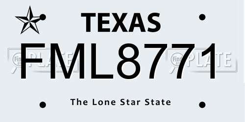 FML8771 Texas License Plate