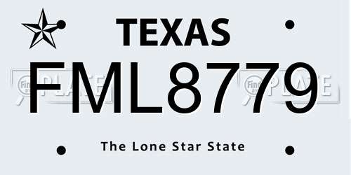 FML8779 Texas License Plate