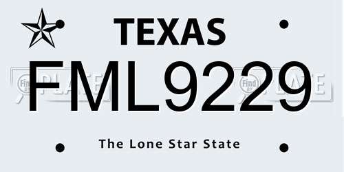 FML9229 Texas License Plate
